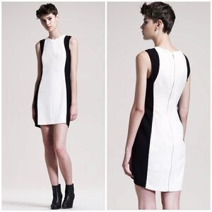 Rag & Bone Ivory/Black Colorblock Metallic Trim Dupont Sheath Dress Size 8